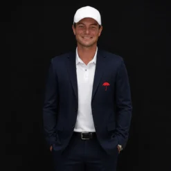 Travelers Championship 2026 Viktor Hovland Umbrella Logo Navy Blue Blazer
