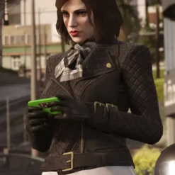 GTA VI Lady Protagonist Quilted Black Leather Jacket