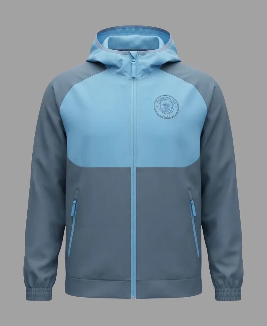 Manchester City Erling Haaland Blue Hooded Jacket Manchester Erling Haaland Blue Jacket